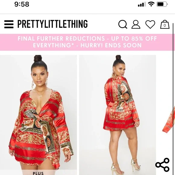 knee length dresses for ladies Red Printed Long Sleeve Wrap Midi Dress – AX Paris main image 1